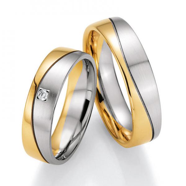 Titan Factory Trauringe Weiss-Gelbgold 66/40130-055 + 66/40140-055