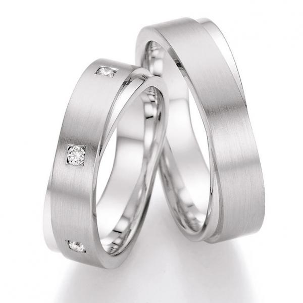 Nowotny-Collection Ruesch Trauringe Weissgold 66/42010-066 + 66/42020-066