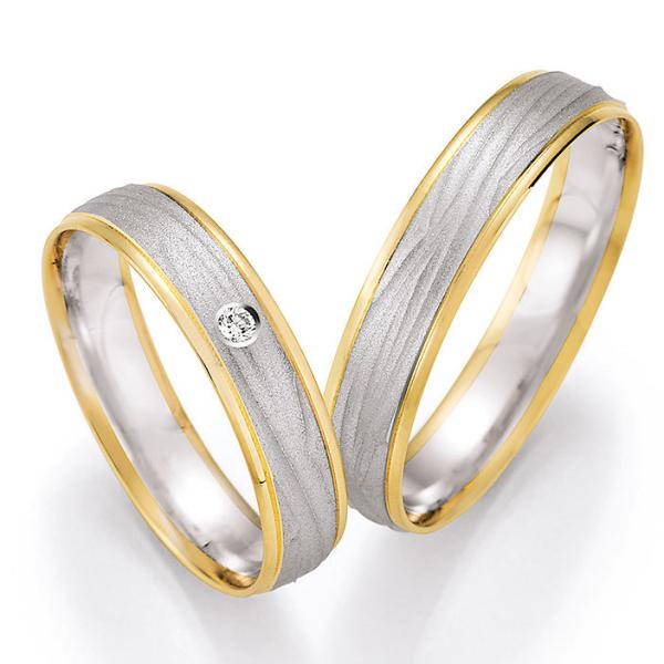 Nowotny-Collection Ruesch Trauringe Weiss-Gelbgold 66/43030-045 + 66/43040-045