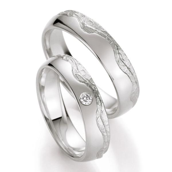 Nowotny-Collection Ruesch Trauringe Weissgold 66/50050W + 66/50060W