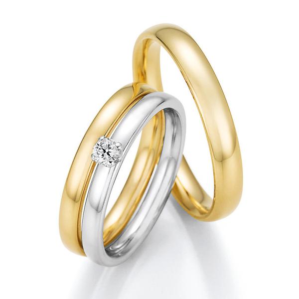 Nowotny-Collection Ruesch Trauringe Weiss-Gelbgold 66/62020-025+66/62020-035+66/62010-025.