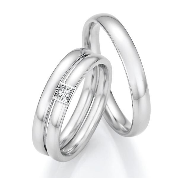 Nowotny-Collection Ruesch Trauringe Weissgold 66/62040-025+66/62040-035+66/62030-025