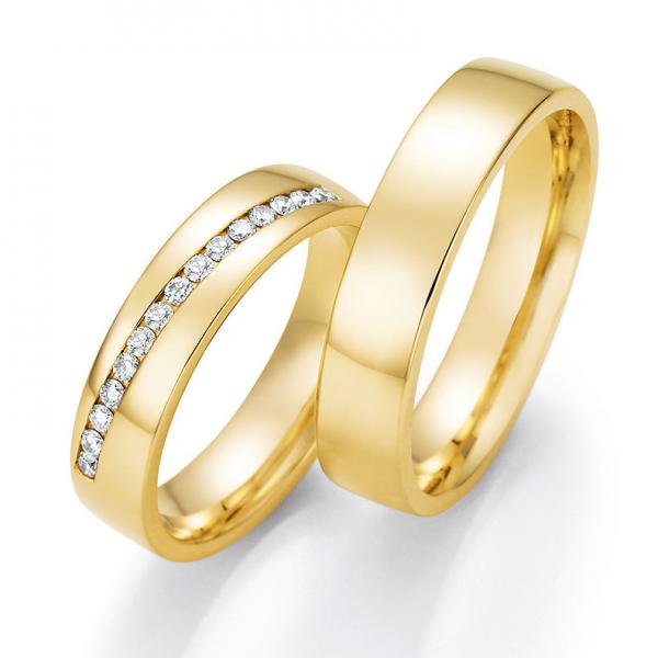 Nowotny-Collection Ruesch Trauringe Gelbgold 66/62090-050+66/62100-050.