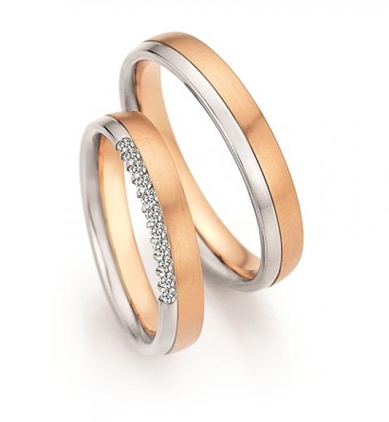 Nowotny-Collection Ruesch Trauringe Weiss-Rosegold 66/70110-040 + 66/70120-040