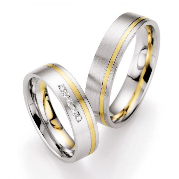 Nowotny-Collection Ruesch Trauringe Weiss-Gelbgold 66/07080-055 + 66/07080-055