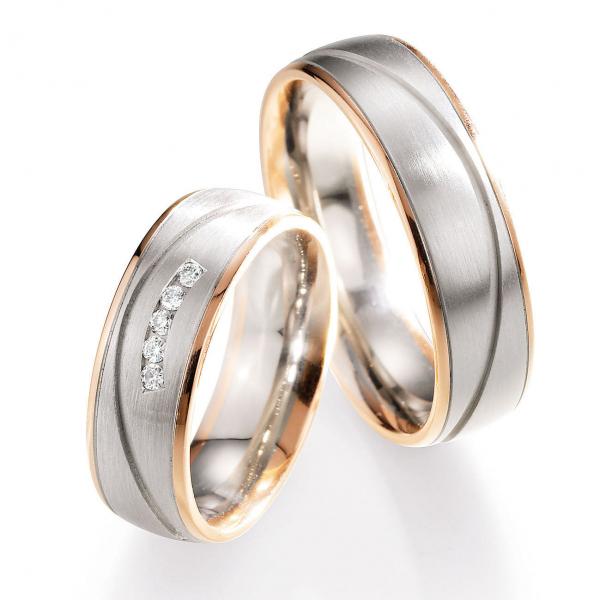 Nowotny-Collection Ruesch Trauringe Weiss-Rotgold 66/07090-065 + 66/07090-065