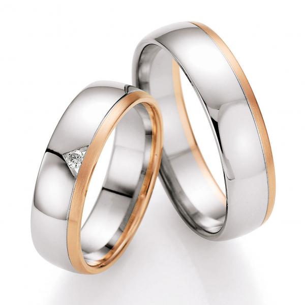 Nowotny-Collection Ruesch Trauringe Weiss-Rotgold 66/07170-055 + 66/07170-055