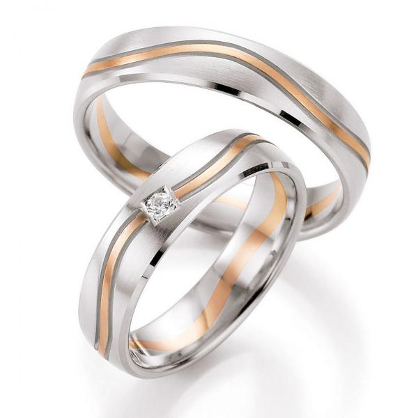 Nowotny-Collection Ruesch Trauringe Weiss-Rotgold 66/07250-050 + 66/07250-050