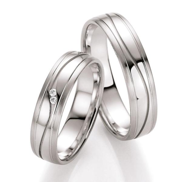 Nowotny-Collection Ruesch Trauringe Weissgold 66/10010-050 + 66/10020-050