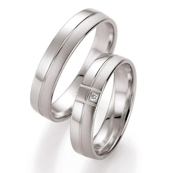 Nowotny-Collection Ruesch Trauringe Weissgold 66/10050-045 + 66/10060-045