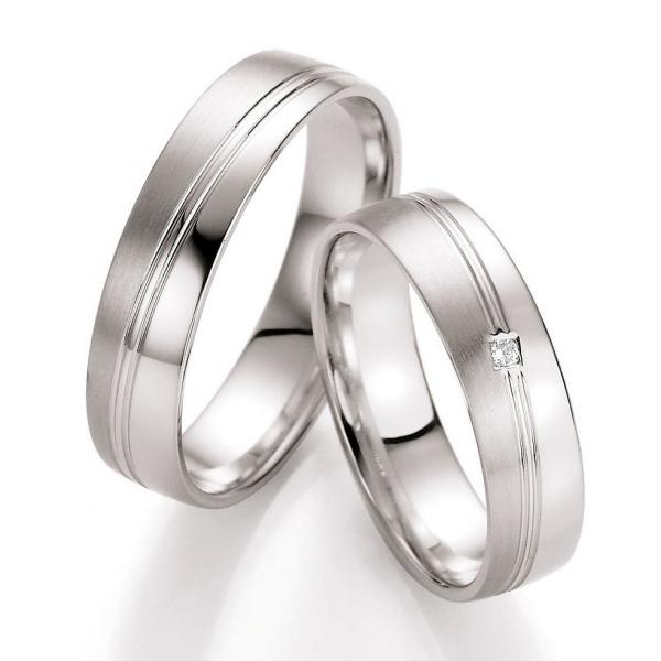 Nowotny-Collection Ruesch Trauringe Weissgold 66/10330-050 + 66/10340-050