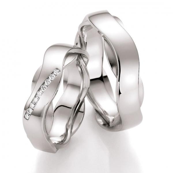 Nowotny-Collection Ruesch Trauringe Weissgold 66/10430-060 + 66/10440-060