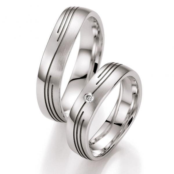 Nowotny-Collection Ruesch Trauringe Weissgold 66/10470-052 + 66/10480-052