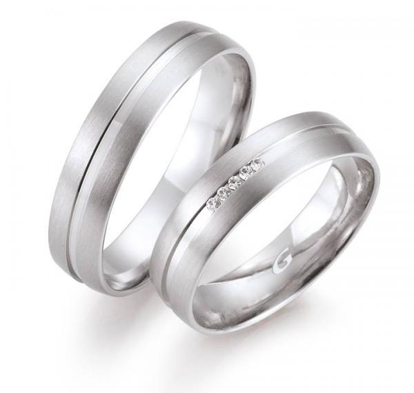 Gettmann Trauringe Weissgold 8349,5 + 8349,5B