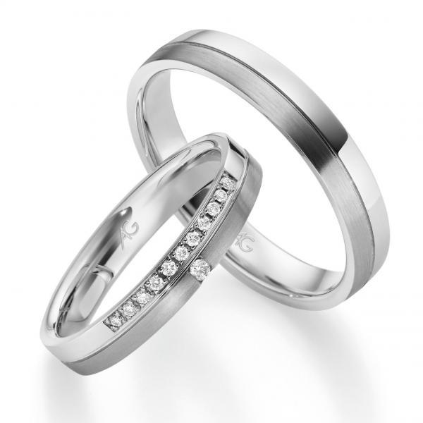 August Gerstner Trauringe Weissgold 4/28700/3.5 + 28700/4
