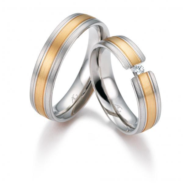 August Gerstner Trauringe Weiss-Rosegold 4/28645/5.5 + 28645/5.5