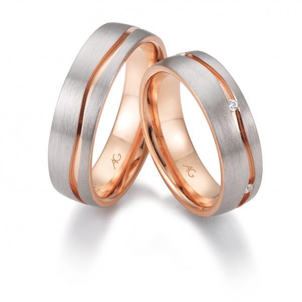 August Gerstner Trauringe Weiss-Rotgold 4/28649/6 + 28649/6