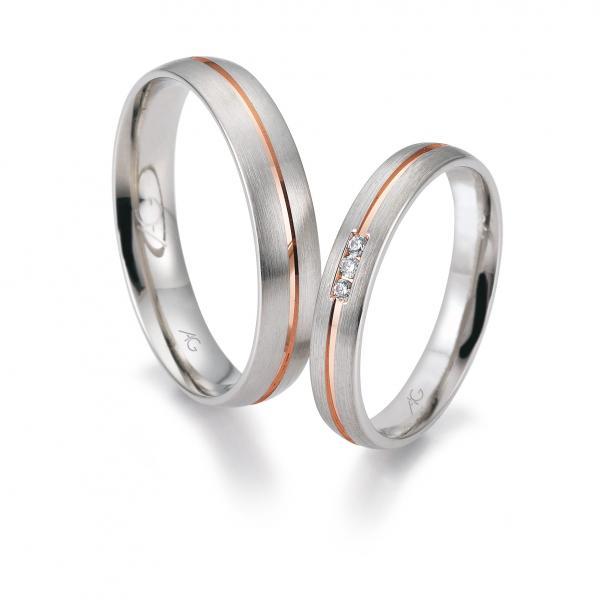 August Gerstner Trauringe Weiss-Rotgold 4/28654/3.5 + 28654/4.5