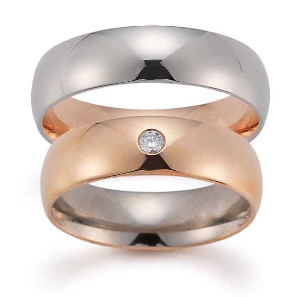 August Gerstner Trauringe Weiss-Rotgold 4/20511/6 + 20498/6