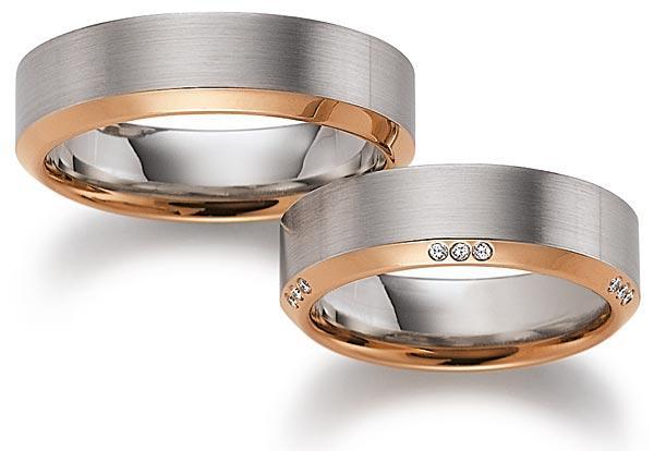 August Gerstner Trauringe Weiss-Rotgold 4/27443/6 + 27443/6