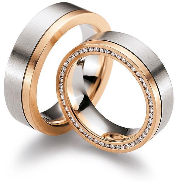 August Gerstner Trauringe Weiss-Rotgold 4/27445/6.5 + 27445/6.5