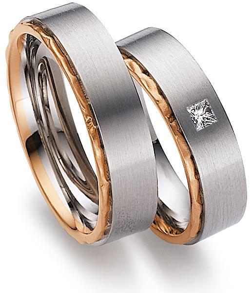 August Gerstner Trauringe Weiss-Rotgold 4/27305/6 + 27305/6