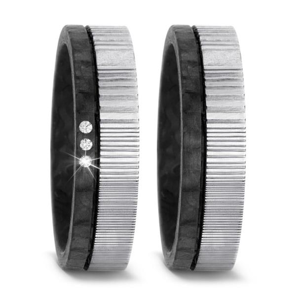 Titan Factory Trauringe Carbon 52540/002/003/TN00 + 52540/002/000/TN00