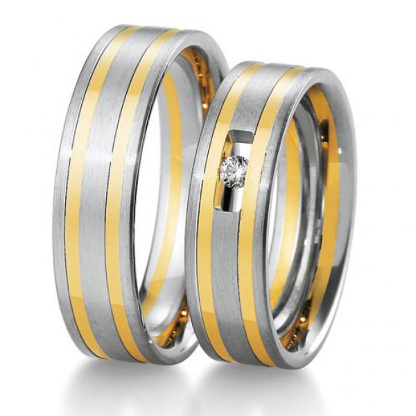 Breuning Trauringe Weiss-Gelbgold DR 041450 / HR 041460
