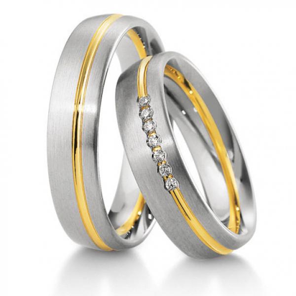 Breuning Trauringe Weiss-Gelbgold DR 041570 / HR 041580