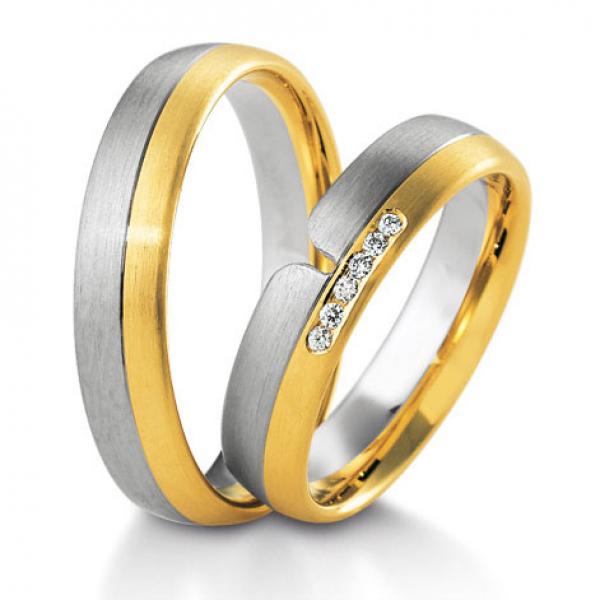 Breuning Trauringe Weiss-Gelbgold DR 041590 / HR 041600