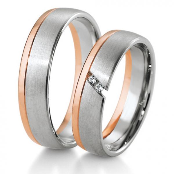 Breuning Trauringe Weiss-Rotgold DR 041630 / HR 041640