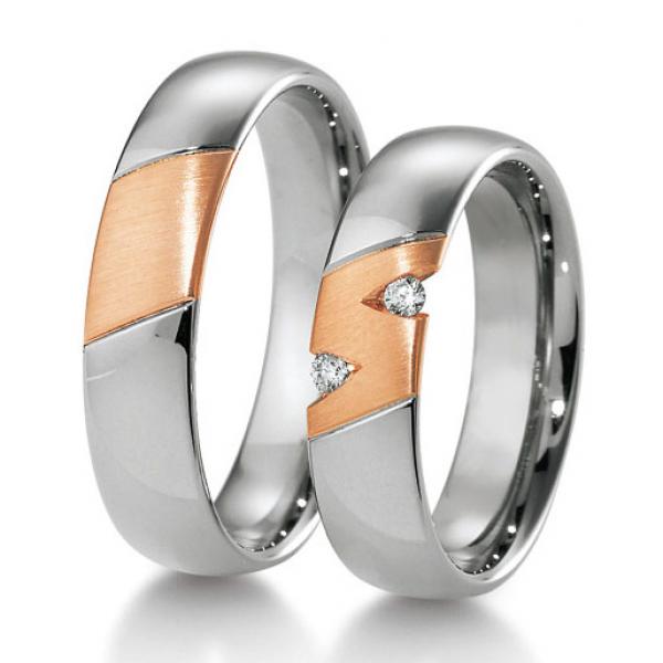 Breuning Trauringe Weiss-Rotgold DR 041650 / HR 041660