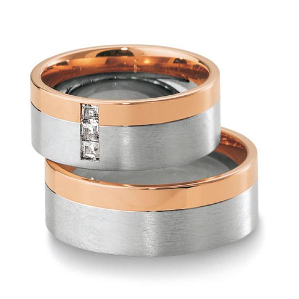 Breuning Trauringe Weiss-Rotgold DR 041730 / HR 041740