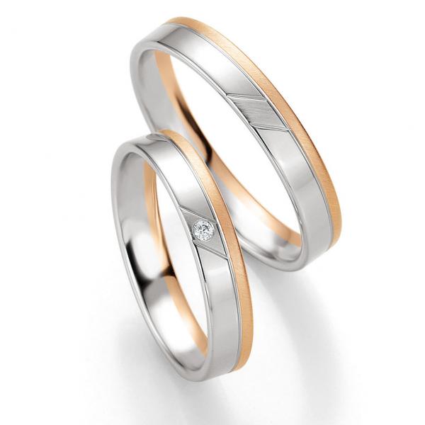 Breuning Trauringe Weiss-Rotgold DR 042350 / HR 042360