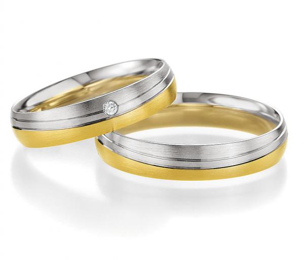 Breuning Trauringe Weiss-Gelbgold DR 042390 / HR 042400