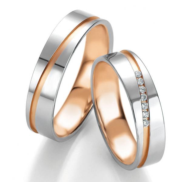 Breuning Trauringe Weiss-Rotgold DR 052010 / HR 052020