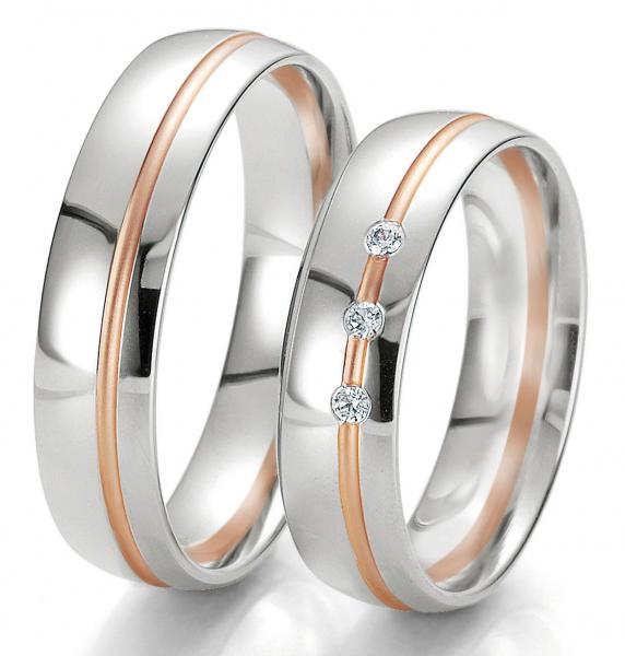 Breuning Trauringe Weiss-Rotgold DR 062070 / HR 062080
