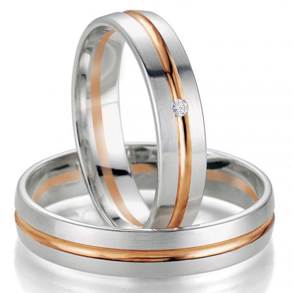 Breuning Trauringe Weiss-Rotgold DR 070550 / HR 070560