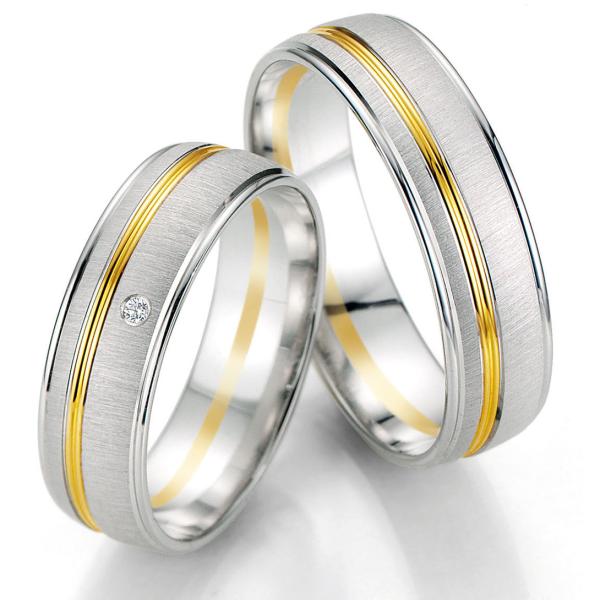 Breuning Trauringe Weiss-Gelbgold DR 070570 / HR 070580