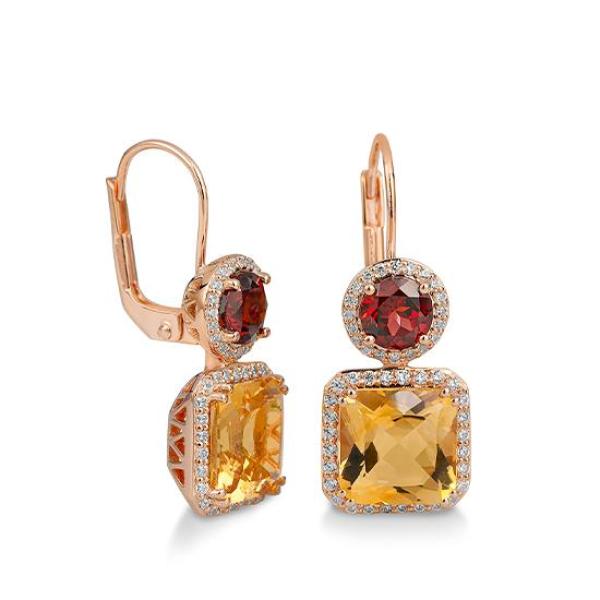 Breuning Ohrschmuck - E.Granat/E.Citrin/Brillant 0,508 Ct. w/si 