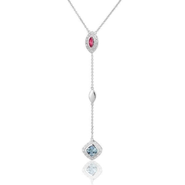 Breuning Collier - Edel Topas hell/e.rosa Turmalin/Brillant 0,24