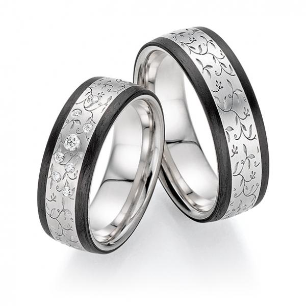 Fischer Trauringe Carbon 23 1510/070 + 22 1510/070