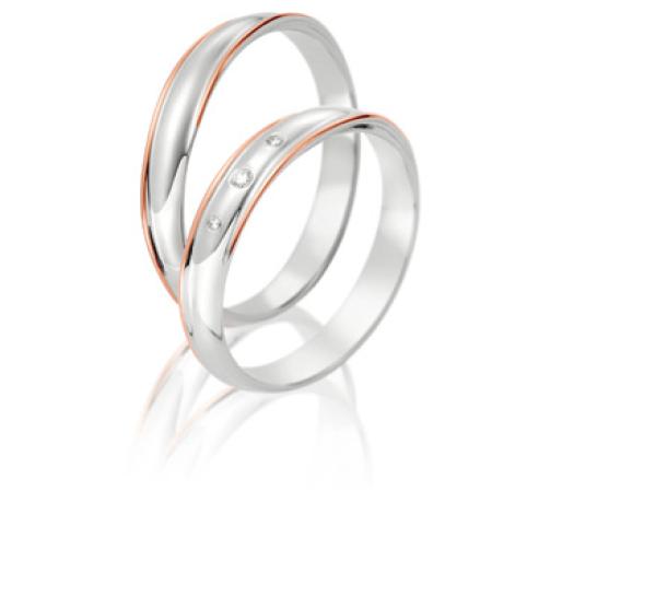 Steidinger Trauringe Weiss-Rotgold 41693/4 + 41693/4B	