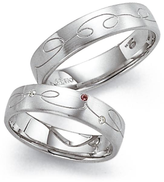 Fischer Trauringe Platin 45 11051/050 + 48 07784/050