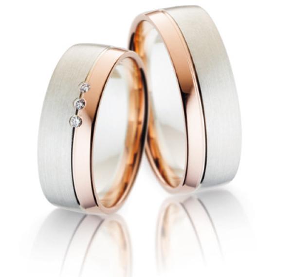 Steidinger Trauringe Weiss-Rotgold 41658/7B + 41658/7	