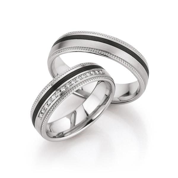 Fischer Trauringe Carbon 22 01660/055 + 23 01660/055