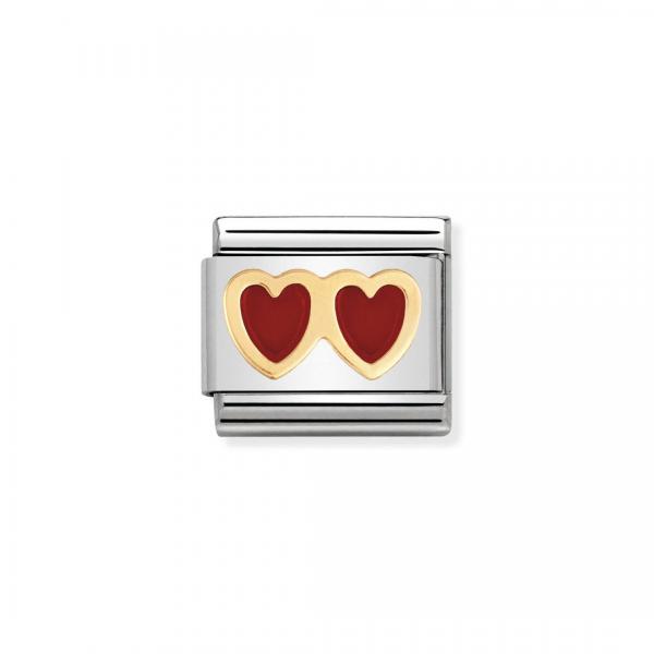 Nomination  Composable Classic   Doppeltes Herz ROT/ROT 030207/02