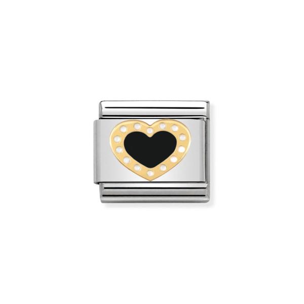 Nomination  COMPOSABLE Classic   Herz mit Kügelchen (schwarz 030283/02