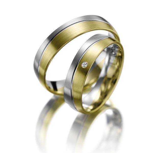 Weidner Trauringe Weiss-Gelbgold 61138 + 71138