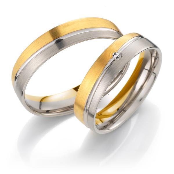 Weidner Trauringe Weiss-Gelbgold 62024 + 72024